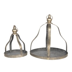 Clayre & Eef Serveerschalen Set van 2 Goudkleurig Ijzer Presenteerschaal Goudkleurig Presenteerschaal