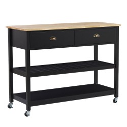 Beliani NAVARINO - Keukentrolley-zwart-MDF