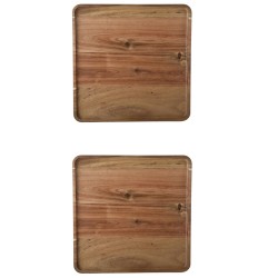 2x Stuks houten dienblad met opstaande rand 26 x 26 cm vierkant - Dienbladen