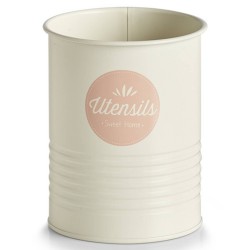 1x Wit/roze kookgerei houders/blikken 11 x 15 cm - Keukenhulphouders