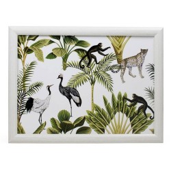 Schootkussen/laptray jungle wit met aap luipaard vogel print 33 x 43 cm - Dienbladen