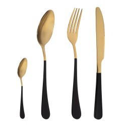 Krumble bestek set van 4 (plat) - Goud en zwart