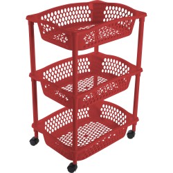 Keuken opberg trolleys/roltafels met 3 manden 62 cm rood - Opberg trolley