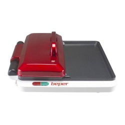 Beper P101CUD500- 4 in 1 grill- 4kookvlakken- uitneembaar dienblad- 1000 watt- rood