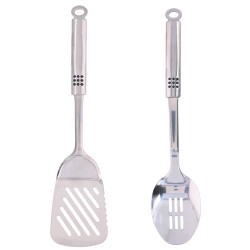 2-Delige keukengerei set bakspatel en schuimspaan 34 cm van RVS - Keukengerei