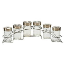 Kruidenrekje met 6 kruidenpotjes 35 cm van metaal/glas - Kruidenrekken