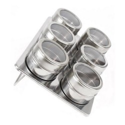 Quttin magnetische kruidenrek / kruidenplank set van 6 RVS zilver