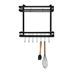 Krumble Kruidenrekje ophangbaar met 2 plankjes en 7 haakjes - metaal - Zwart